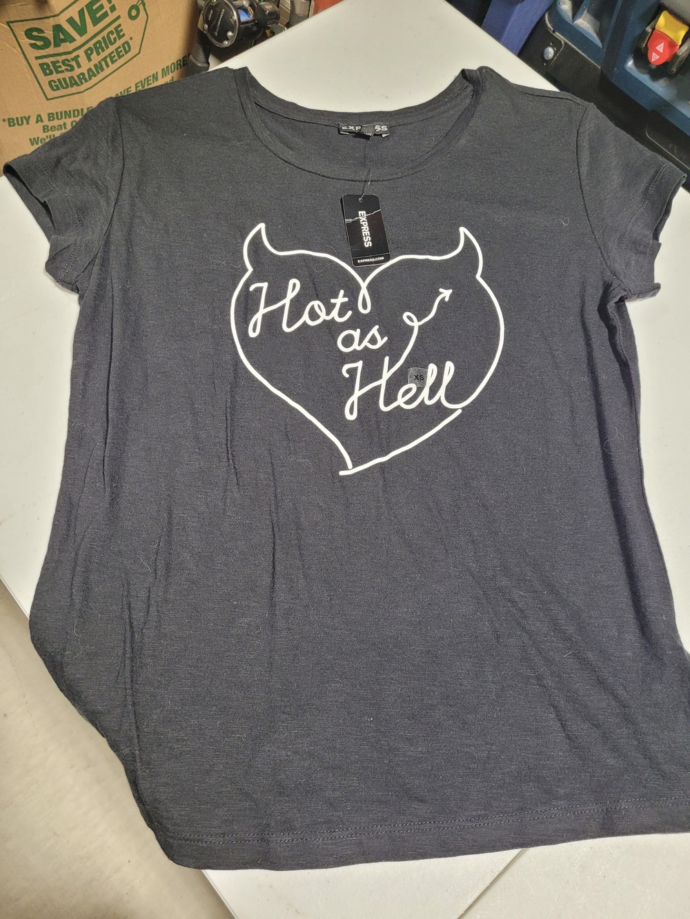 Express Black 'Hot as Hell' Short Sleeve Graphic Tee